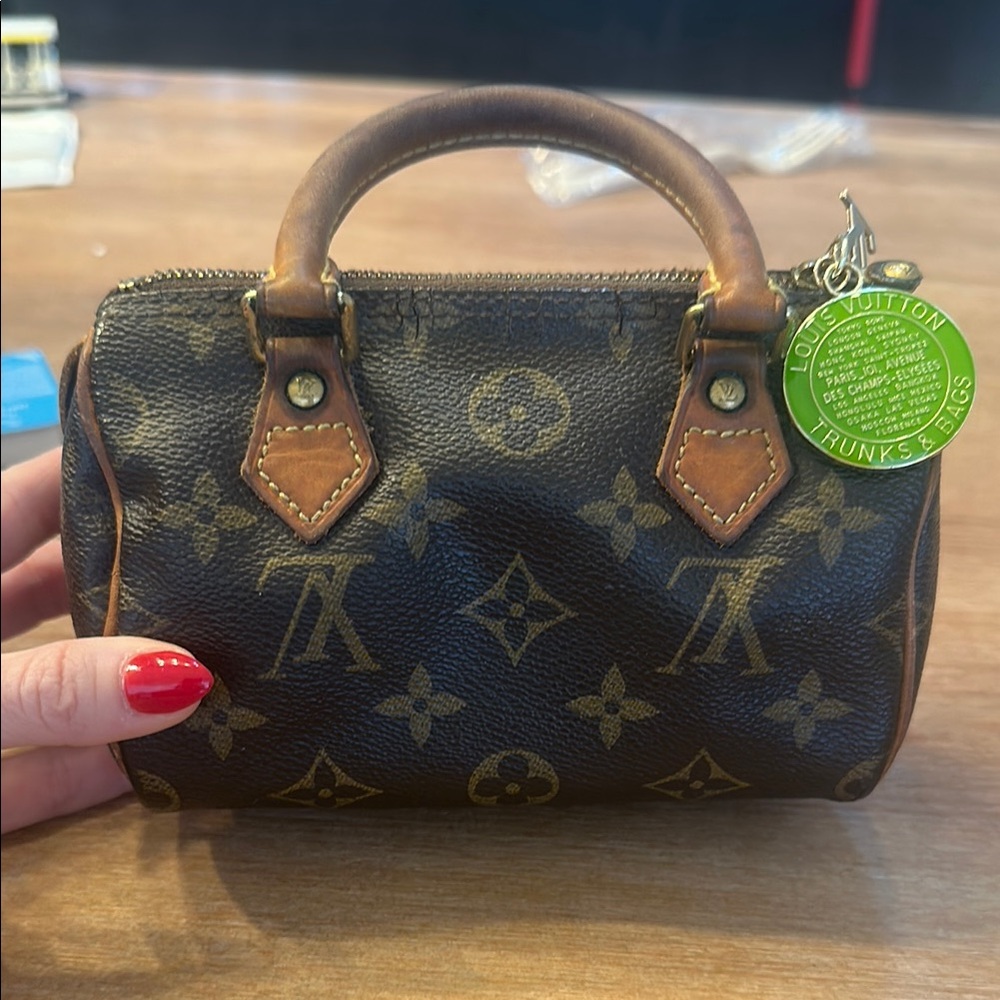 Louis Vuitton Brown Mini Bag with Monogram and Leather Trim